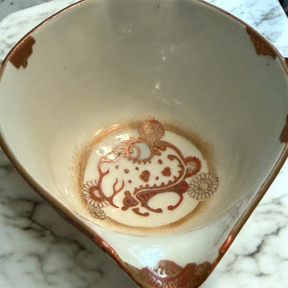 Japanese Kutani Tea Pourer Bowl With Set of  Decorative Ceramic Tea Cups Vintage - Picture 4 of 9